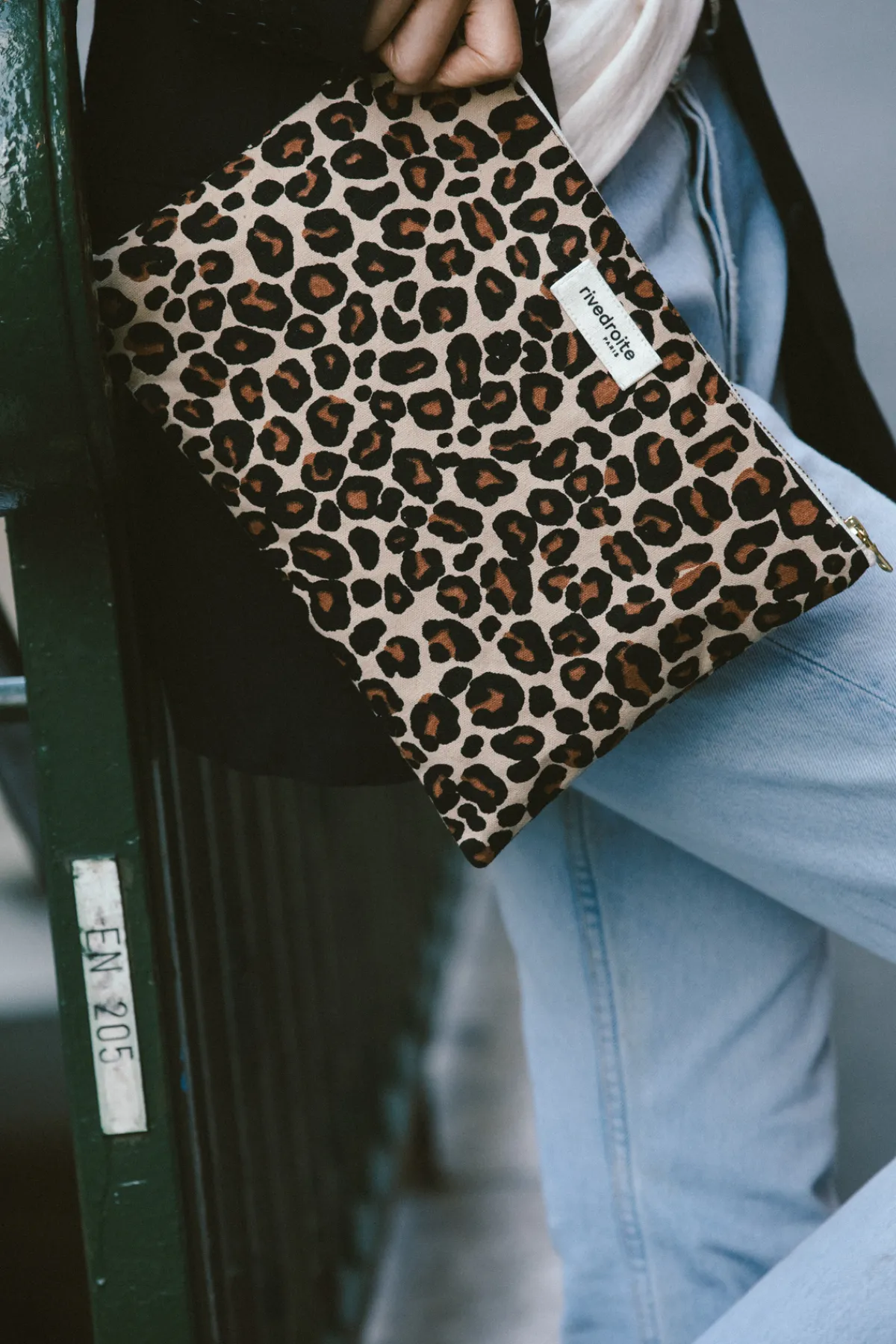 Clearance Rivedroite Paris BarbetteMediumlapochette CotonrecycléLéopardBeige