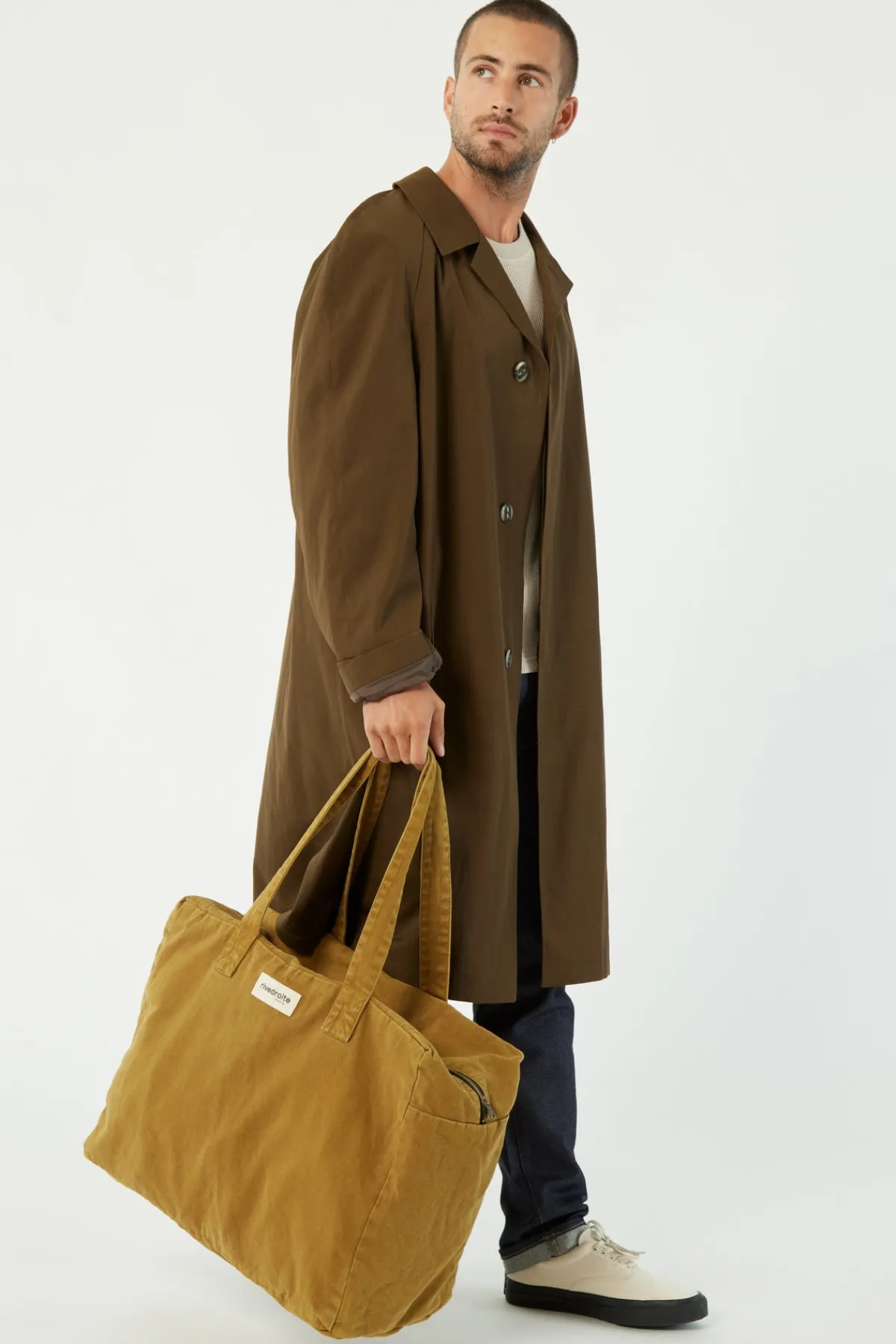 Shop Rivedroite Paris Elzévirlegrandsacdeweek-end CotonupcycléGoldenGreen