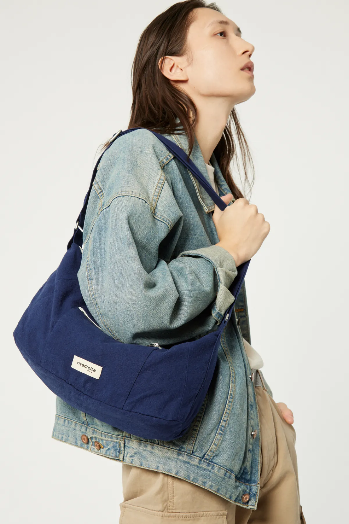 Clearance Rivedroite Paris MiniCharlotlesacCrossbody CotonRecycléBleuNuit