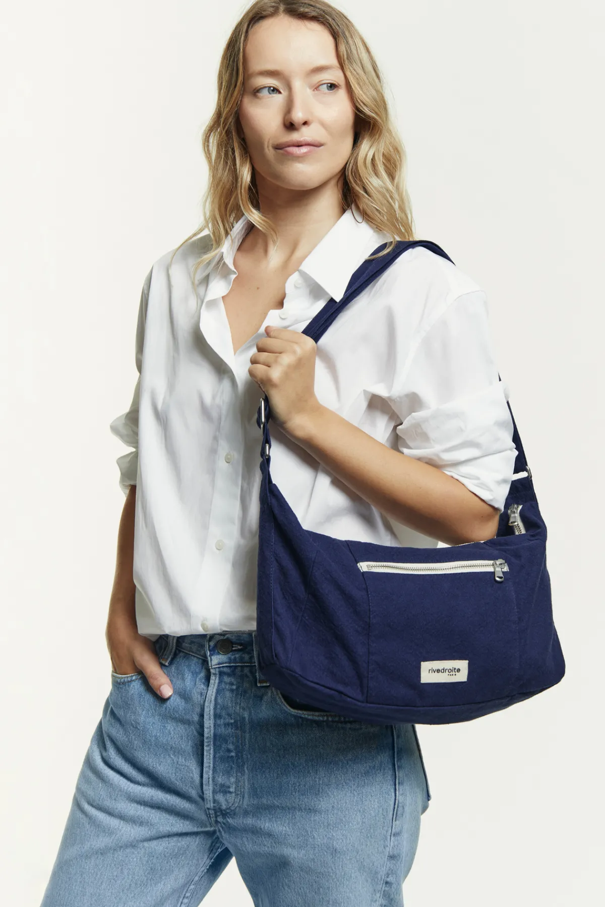 Clearance Rivedroite Paris MiniCharlotlesacCrossbody CotonRecycléBleuNuit